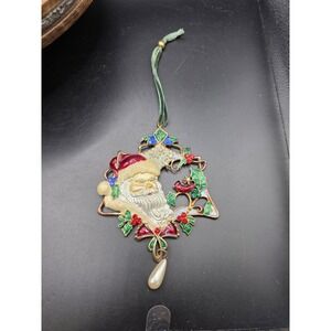 2007 Treasure Tree by Enesco Santa Claus Christmas Ornament Enamel & Rhinestones